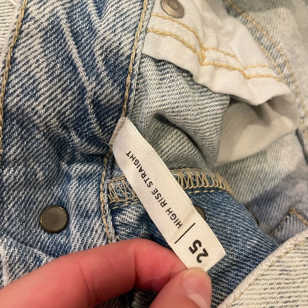 PacSun Blue High Rise Straight Jeans Vintage Distressed - Picture 6 of 6